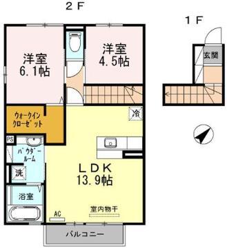 D-ROOM千代田(2LDK/2階)の間取り写真