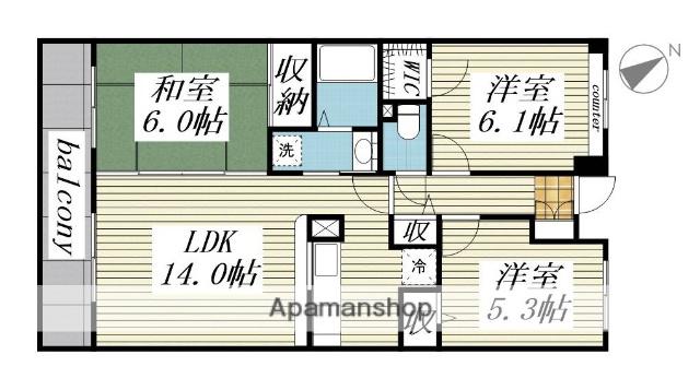 ソシアプラザ(3LDK/1階)の間取り写真