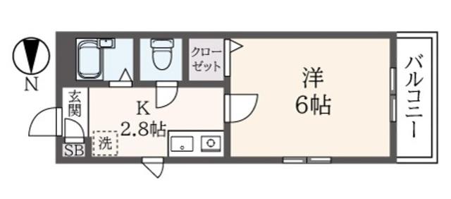 コーポオーロラ(1K/2階)の間取り写真