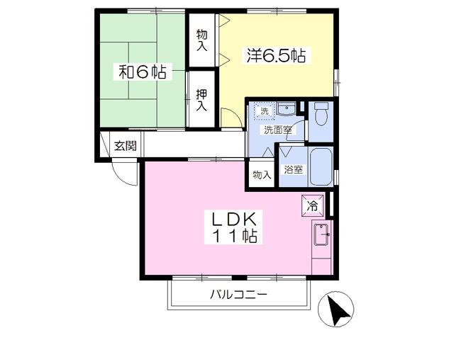 ハピエル福田(2LDK/2階)の間取り写真