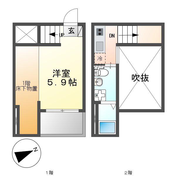 地下鉄東山線 高畑駅 徒歩13分 2階建 築11年(ワンルーム/1階)の間取り写真