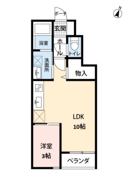 エスリーA棟(1LDK/1階)の間取り写真