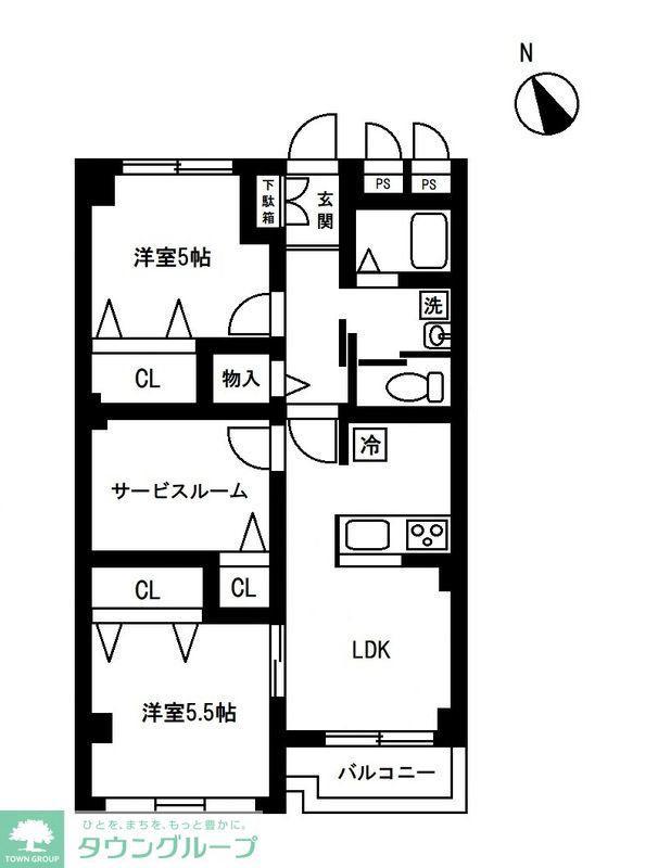 ゾンネンハイム田無(2SLDK/6階)の間取り写真