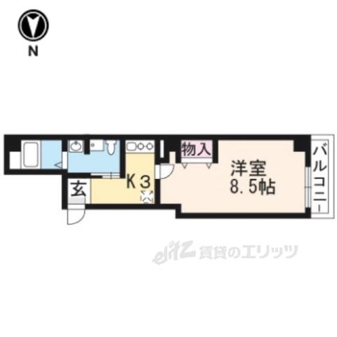 フラッティ西陣(1K/4階)の間取り写真