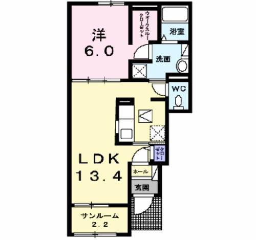 サングリーンA(1LDK/1階)の間取り写真
