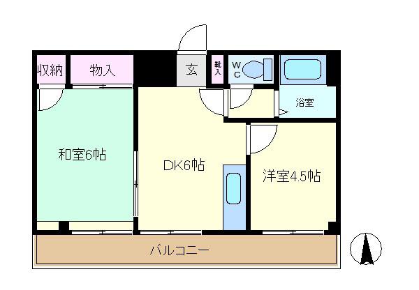 コーポしなの(2DK/3階)の間取り写真