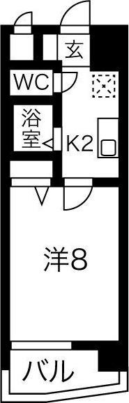 ヒルズ新栄(1K/7階)の間取り写真