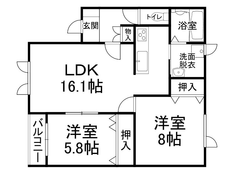 ノルドK(2LDK/3階)の間取り写真