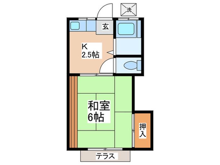 加賀ハイツC(1K/2階)の間取り写真