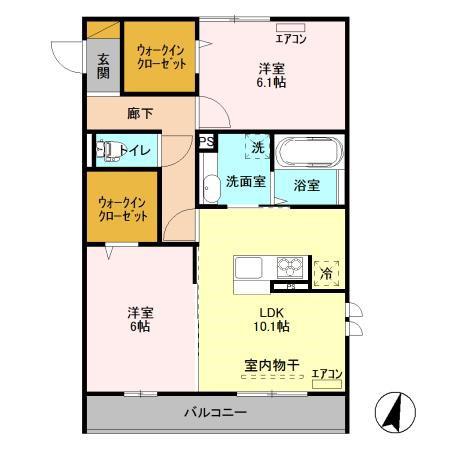 MOTOWNHOUSE(2LDK/3階)の間取り写真