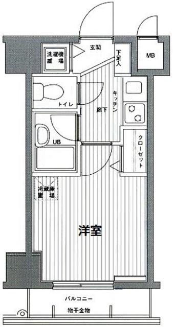 グランドガーラ麻布十番(1K/6階)の間取り写真