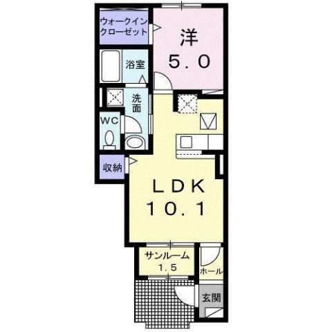 ルーエンハイム IVV(1LDK/1階)の間取り写真