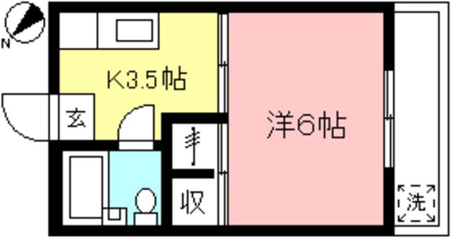 コンフレール和泉(1K/2階)の間取り写真