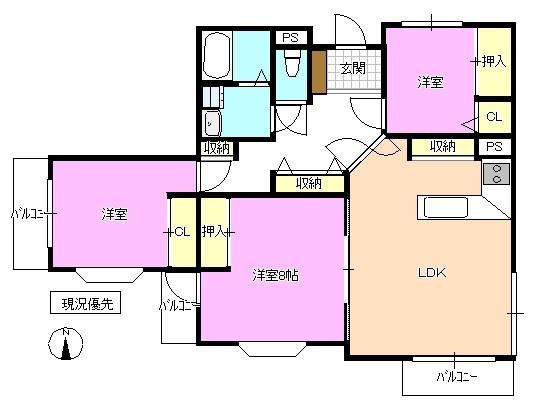 エスポワールハイツ(3LDK/1階)の間取り写真