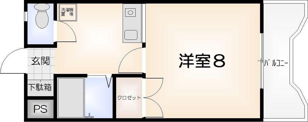 ヴィゴラス壱番館(1K/5階)の間取り写真
