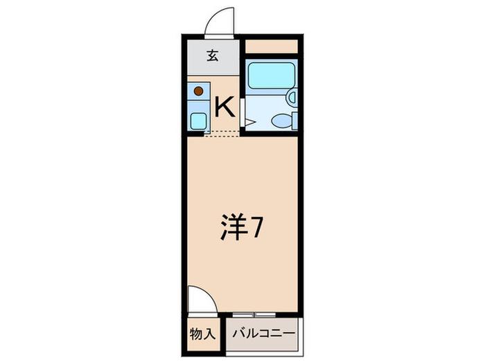 サザンビラ(1K/3階)の間取り写真