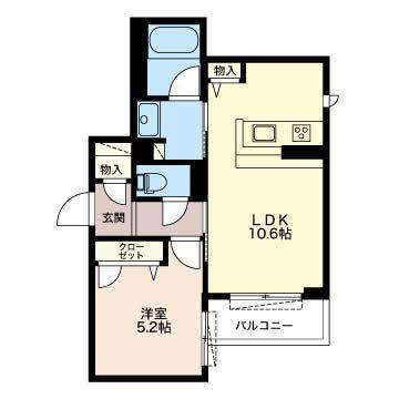 シャーメゾンステージ児玉(1LDK/3階)の間取り写真