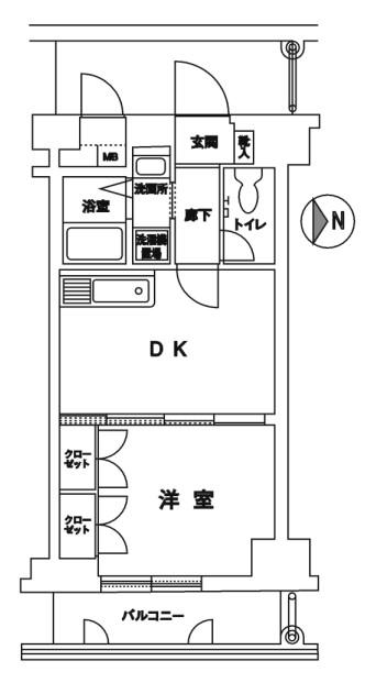 錦糸町パークタウンII(1DK/8階)の間取り写真