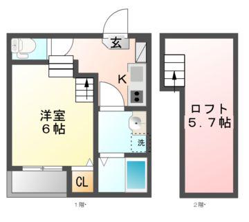 ベルフォーレ(1K/1階)の間取り写真