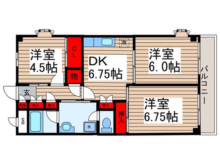 サントミグランドールマンション(3DK/3階)の間取り写真