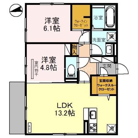 サンクス ウィズダム(2LDK/3階)の間取り写真