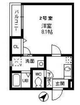 リブレア半道橋(1K/2階)の間取り写真