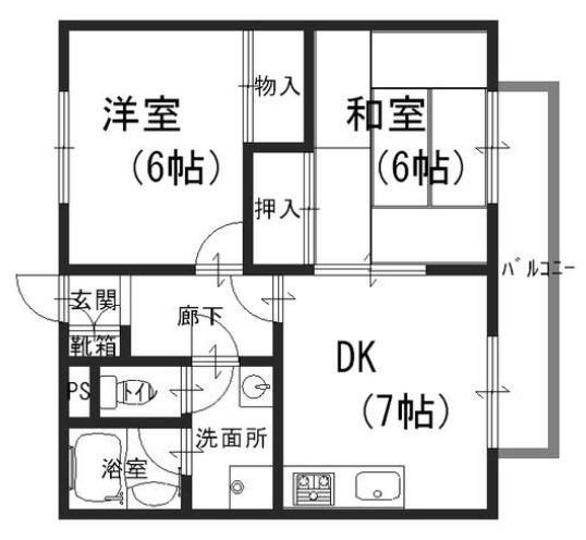 コートエム(2DK/1階)の間取り写真