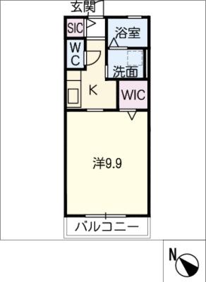 アンジュ津東(1K/2階)の間取り写真