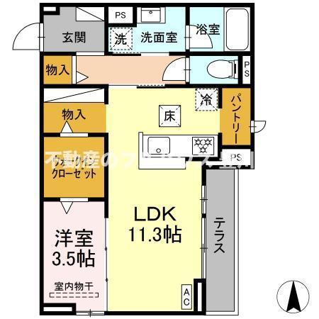 D-AVANCE西塚(1LDK/1階)の間取り写真