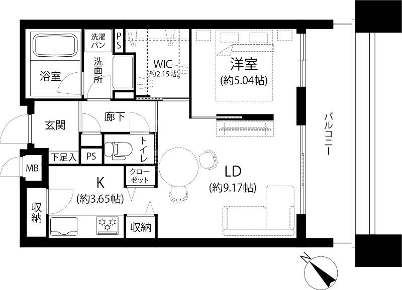 195-GA(1LDK/10階)の間取り写真