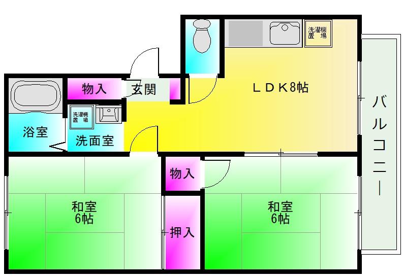 ハイツラスカンパナス(2LDK/1階)の間取り写真