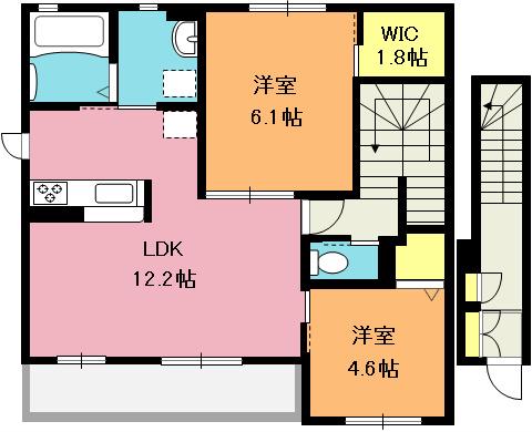 アダーラA棟(2LDK/2階)の間取り写真