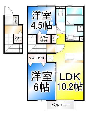 ドルチェ(2LDK/2階)の間取り写真