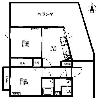 アシスト西新井ビル(2DK/5階)の間取り写真