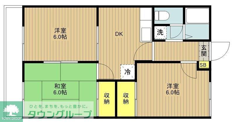 グランハイム宮沢E棟 E(3DK/1階)の間取り写真
