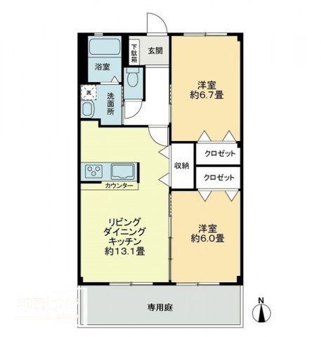 フォブールイデアル(2LDK/1階)の間取り写真