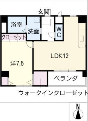フォンテーヌ高岡台(1LDK/3階)の間取り写真