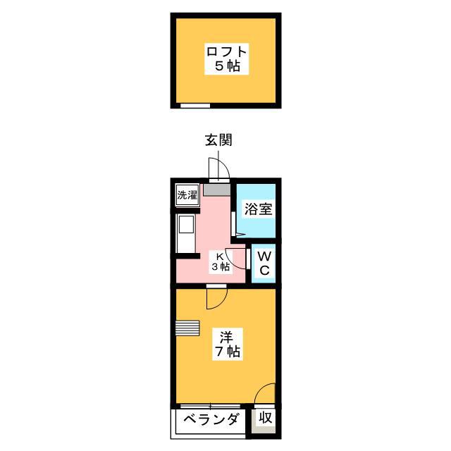 K&Y井尻弐番館(1K/1階)の間取り写真