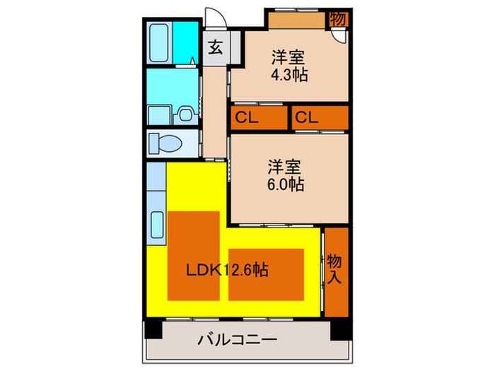 OPH北千里駅前 4(2LDK/10階)の間取り写真
