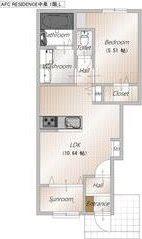 AFC RESIDENCE 中泉(1LDK/1階)の間取り写真