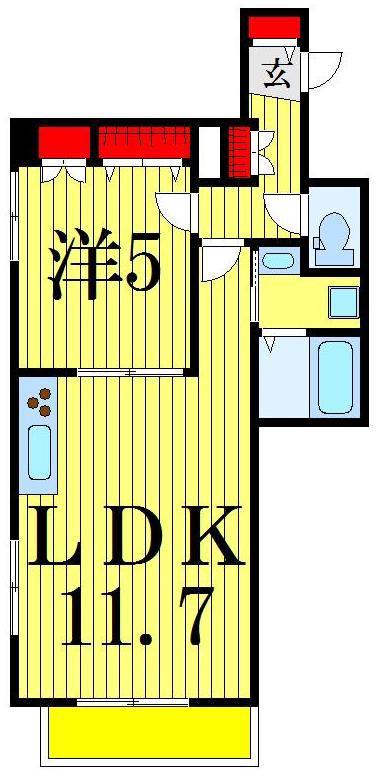 メゾン梅田(1LDK/4階)の間取り写真
