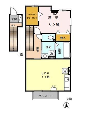 バイオ21 15-1(1LDK/2階)の間取り写真