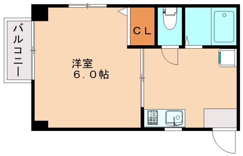 スリム高取(1K/2階)の間取り写真