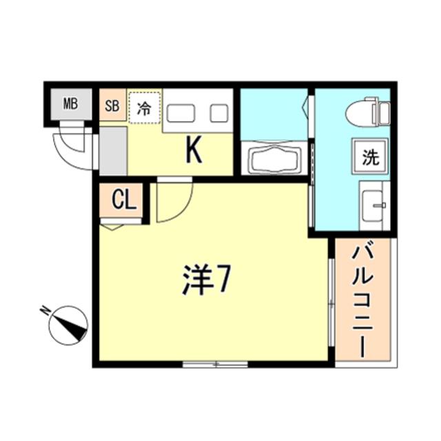 ワコーレヴィータ大開ステーシア(1K/3階)の間取り写真