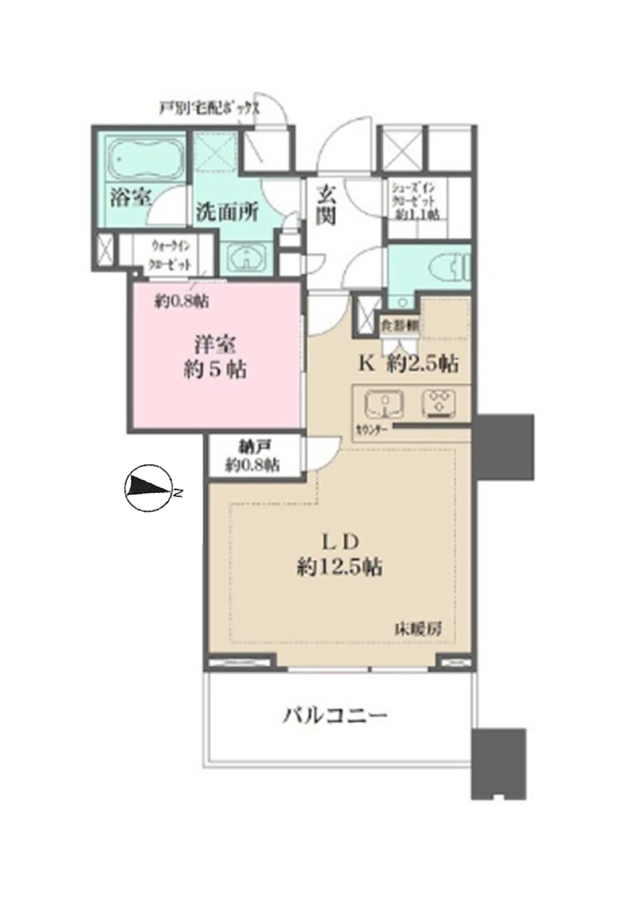 ザ・パークハウス麹町三丁目(1LDK/11階)の間取り写真