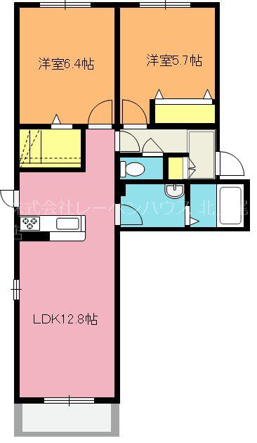 ラベイユB棟(1LDK/2階)の間取り写真