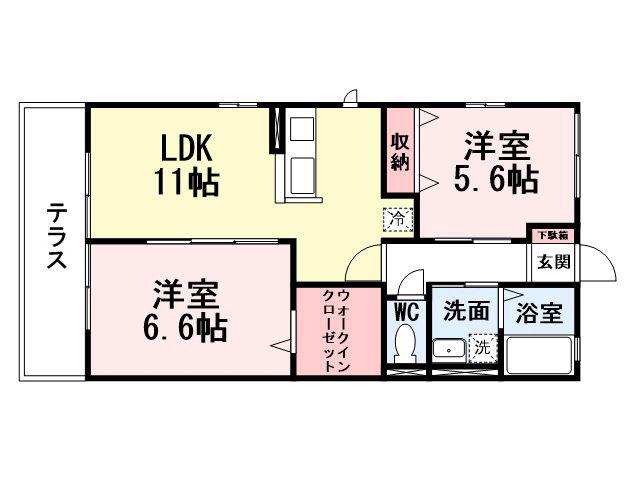CROIREI(2LDK/1階)の間取り写真