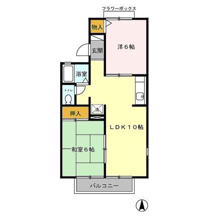 セジュール東台 C(2LDK/1階)の間取り写真