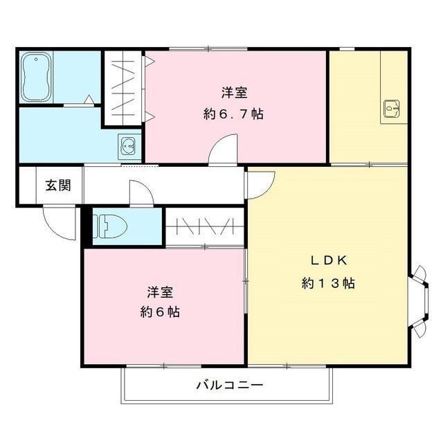 サンガーデン小山 II号館(2LDK/1階)の間取り写真