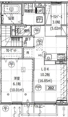 IEDES泉滝尻(1LDK/2階)の間取り写真